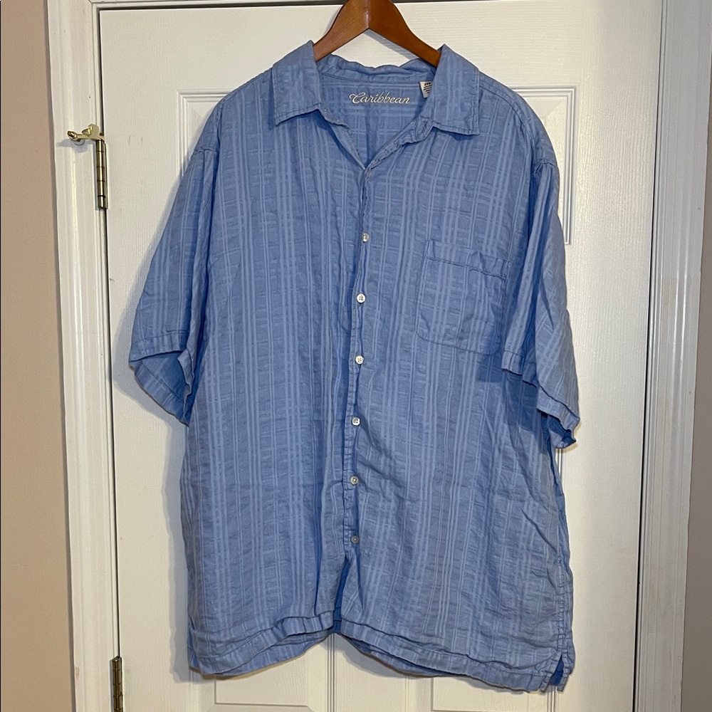 Caribbean Light Blue Linen Shirt 2XB